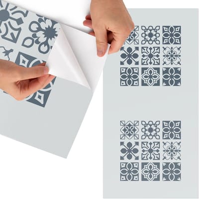 Tulup Meubelfolie - Tegelsets Meubel Wrap Folie - 75x150 cm - Grijs Meubelfolie - Decoratiefolie - Geometrische Meubelfolie - Meubel Wrap Folie - Woonkamer decoratie - Geometrische