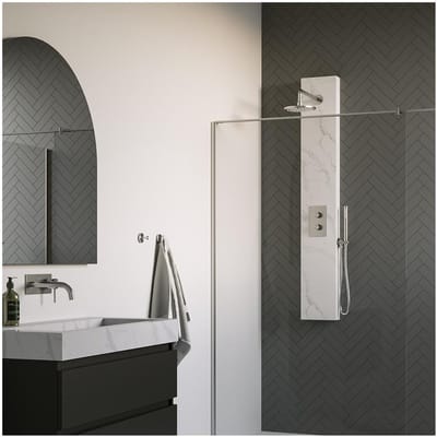 Brauer Brushed Edition Thermostatisch Douchepaneel Calacatta Gold - 20 cm - 2-weg - Rvs Geborsteld PVD