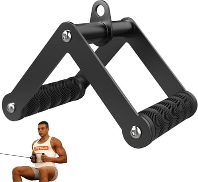 Dubbele D Handgreep - Roei Handvat - Rug Training - Roestvrij Staal - 19.5 cm - Zwart