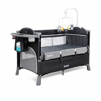 Lifero Babybed Opvouwbaar - Wieg - Campingbedje - Commode - Co-Sleeper - Box - Incl. Draagtas, Opbergplank, Muziekmobiel & Matras