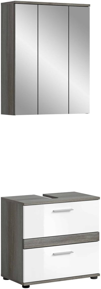 Blake badkamercombinatie wit hoogglans MDF TZ rookzilver NB - 34x60x191cm