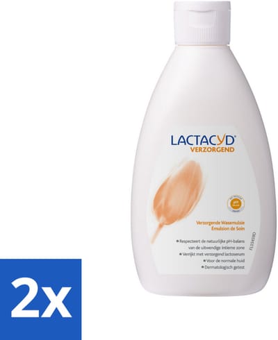 2 x Lactacyd – Verzorgende Wasemulsie – pH-vriendelijk – 300 ml - Intieme Wasemulsie - Milde Intieme Verzorging - Zeepvrij - PH-vriendelijk - Gevoelige Huid