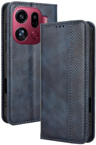 Coverup Hoesje - Geschikt voor OPPO Find X9 Pro Hoesje - Coverup Vintage Style Book Case - Blauw