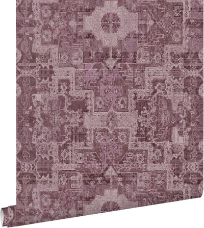 ESTAhome behang oosters kelim tapijt donker paars - 50 x 900 cm - 131362