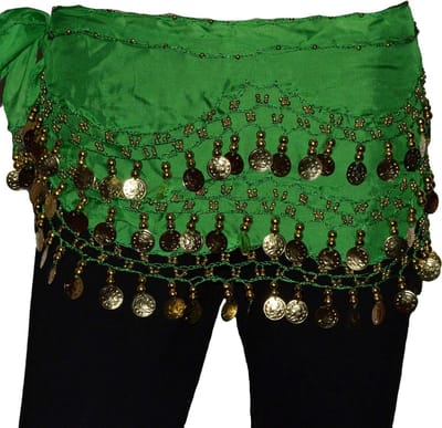 Heupsjaal Dans - Muntengordel - Buikdans Optreden - Gouden Parels - Chiffon - Goud