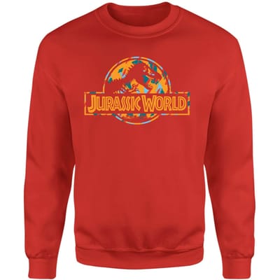 Jurassic Park Logo Tropical Sweatshirt - Red - S