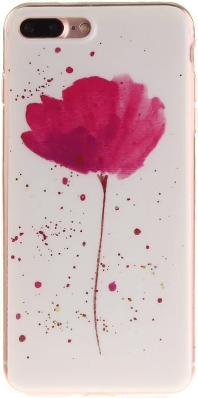 Peachy Roze bloem met wit cover geschikt voor iPhone 7 Plus 8 Plus TPU hoesje silicone case