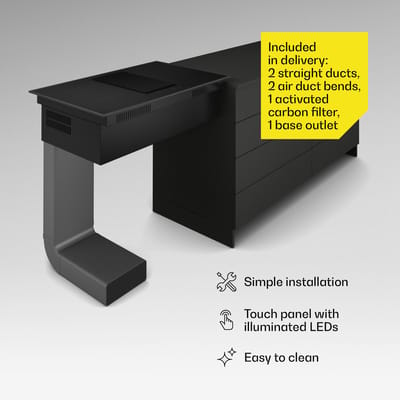 Klarstein Inductiekookplaat Velaire met afzuiging - 80 cm, 4 zones, 8400 W boost, ingebouwde afzuiging 597 m³/u, touchslider, flexzone, timer, kinderslot, zwart glas - Kookveld - 52 cm - voor Keuken - Restwarmte-Indicator