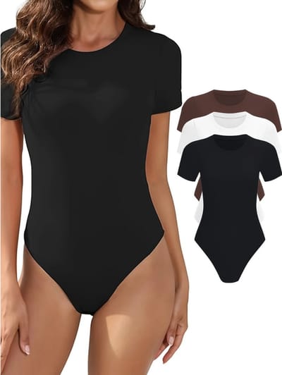 Livano Bodysuit Dames - Jumpsuit - Corrigerend Ondergoed - Body plunge - Lingerie - Setje Vrouwen - 3 Pcs - Zwart/Wit/Koffie - Maat S