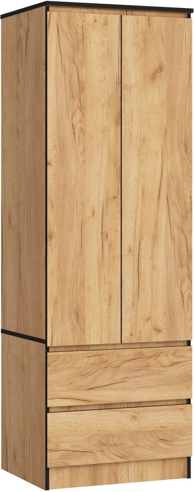 Kledingkast STAR S60 met 2 Deuren en 2 Lades / AKORD Furniture Factory / Craft Eik / 60 x 180 x 51 cm