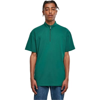 Urban Classics - Boxy Zip Pique Polo shirt - M - Groen