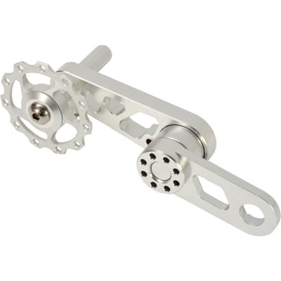 Aluminiumlegering Fiets Single Speed Achterderailleur Kettingspanner Met Tandwiel Fiets Vouwbare Geleidewiel zilver