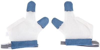 Cuhostki 1 Stuks - Baby Bijtvingerhoesje - Dubbele Vingers - Blauwe Punt - Maat S - Polyester - Anti-Bijten