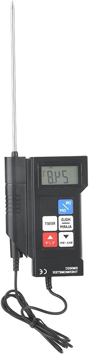 Professionele digitale voedselthermometer met sonde, Celsius/Fahrenheit, geheugenfunctie en handmatige stop voor nauwkeurige temperatuurmeting
