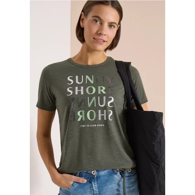 Shirt met korte mouwen en burn-out look
