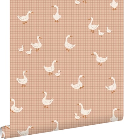 ESTAhome behang schattige ganzen terracotta roze - 50 x 900 cm - 132185