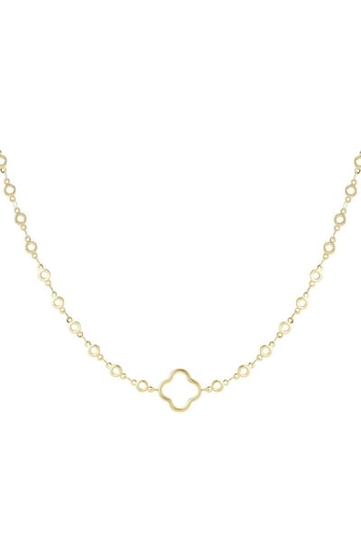 Ketting cirkels met klaver - Goud kleur - Stainless Steel - RVS - roestvrij staal - klaver - necklace - gift - cadeau