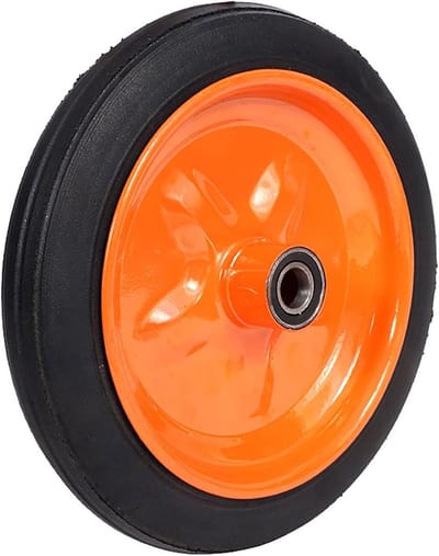 Kruiwagenwiel Massief - Vervangwiel Steekwagen - Zwaar Transport - Lekbestendig Dubbel Lager - 31 Cm Diameter - Zwart