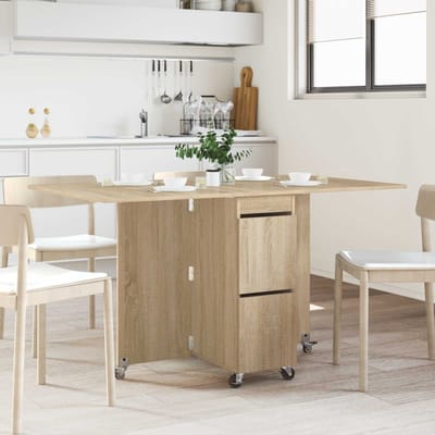 vidaXL - Eettafel - 140 - x - 80 - x - 77 - cm - Bewerkt - hout - Sonoma - Eiken - Rechthoekig