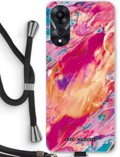 Case Company® - Hoesje met koord geschikt voor Oppo A78 5G hoesje met Koord - Pastel Echoes - Telefoonhoesje met Zwart Koord - Bescherming aan alle Kanten en Over de Schermrand