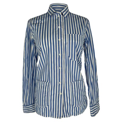 Celine blouse met knoopsluiting en strepen in lichtblauw katoen
