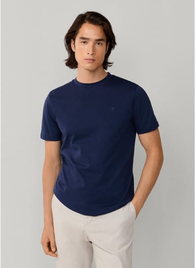 Hackett London T-shirt met marineblauw classic fit-logo