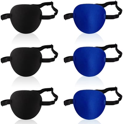 Dailygoods- Ooglapjes 6 Stuks - Verstelbare Ooglapjes - Medische Ooglapje - Ooglapje Piraat - Huidvriendelijke Stof - Geschikt voor Volwassenen en Kinderen - Oogpatch