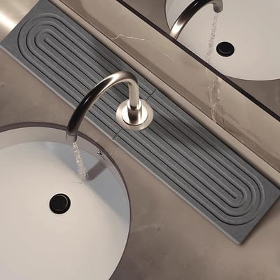 Water Tap Mat 60 x 10 cm - Sneldrogende Diatomiet Mat voor Vochtbescherming en Absorptie in Keuken en Badkamer, Donkergrijs