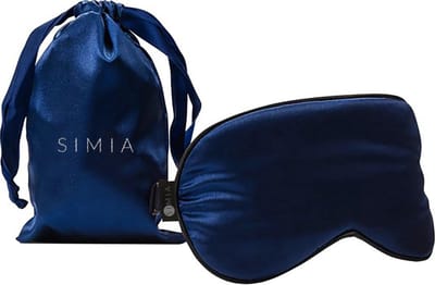 SIMIA™ Premium Zijden Slaapmasker + Opbergzakje - 100% Verduisterend Oogmasker - Verstelbaar - Blinddoek - Zijdezacht - Anti-Rimpel - Cadeau Tip - Marine Blauw
