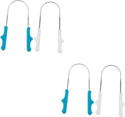 Tongreiniger Set - Mondverzorging Hulpmiddel - Frisse Adem - Roestvrij Staal - 4 Stuks - Zilverkleurig