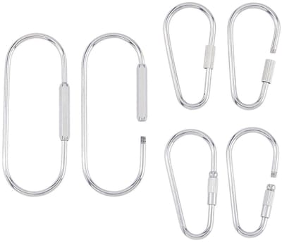 Dailygoods- Karabijnhaak 6 Stuks - Roestvrij Staal - Schroefsluiting - Ovale Sleutelhanger - 3 Stijlen - Ideaal voor Camping/Wandelen