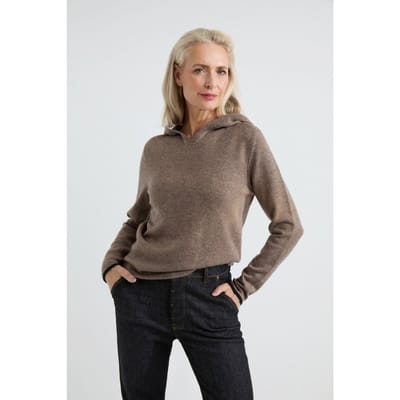 Josephine & Co Allard Hoodie Mocca Stripe Maat: XS | Longsleeves Outlet | Dames | Bruin