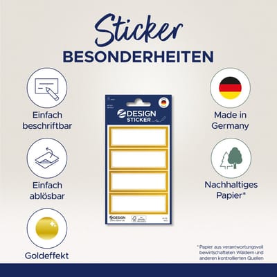 Huishoud-Etiketten met Gouden Lijst, 70 x 21 mm
