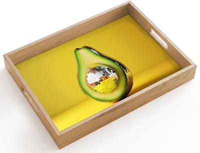Dienblad hout 40x30 cm - Schootdienblad - Avocado - Discobal - Geel - Glitter - Borrelplank rechthoek - Plateau dienbladen
