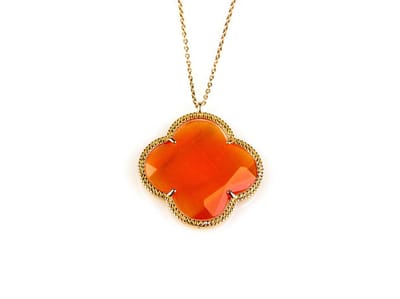 model Fiori grote klaver ketting in zilver roze verguld oranje klaver