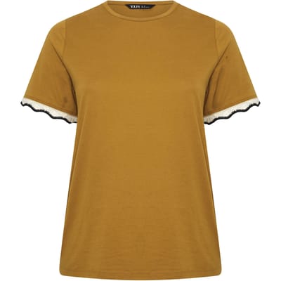 Yours Geel Metallic Tshirt Met Gehaakte Rand Size 42