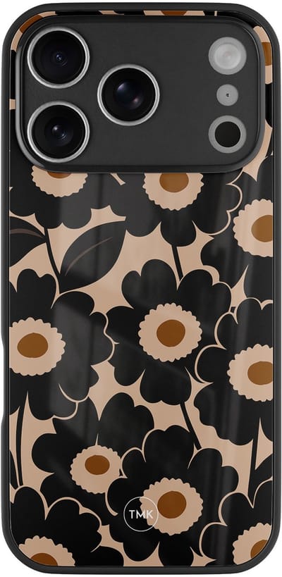Hoesje geschikt voor Apple iPhone 17 Pro - Bloom luxe - Oranje - TPU luxe case (glossy toplaag) - Print - Hardcase backcover zwart