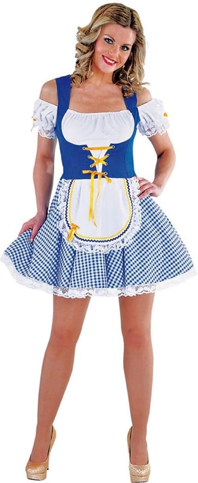 Magic Design Verkleedjurk Bayern Dames Polyester Blauw/wit Mt Xs