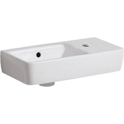 Geberit Renova Compact hand-rinse basin 50 cm, asymmetric with tap hole right