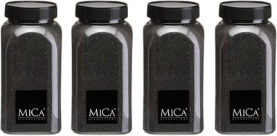 Mica Decorations decoratie zand - 4x - 650ml - zwart - hobby zandkorrels - sierzand - voor windlichten