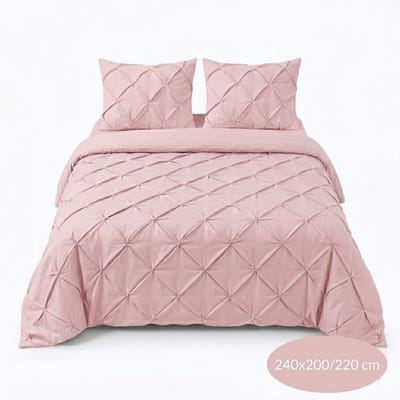 Luxe Geplooid dekbedovertrek - Roze - 240x200/220 - Ademend & Zacht - Hotel Chique - incl kussenslopen