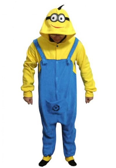 KIMU® Onesie Minion Peuter Pakje - Maat 74-80 - Monster Pak Geel Blauw Overall Jumpsuit Huispak Kostuum Pyjama Jongen Meisje Fleece Minions Festival