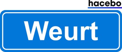 Hacebo - Plaatsnaam Sticker - 29x10 CM - Weurt sticker - Verkeersborden sticker - grappige cadeaus - Weurt