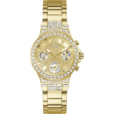 Guess Driewijzer Goud Roestvrij Staal Band Dames Quartz Horloge - GW0320L2 goud