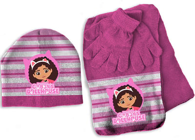 Gabby's Poppenhuis Set muts, sjaal en handschoenen, Pink - ONE SIZE 3-6 jr - Acryl / Elastaan