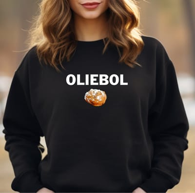 Oliebol sweater dames en heren. Oud en nieuw outfit, zwart maat 3XL