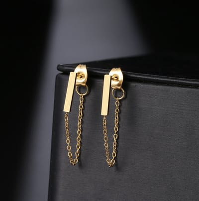 Hiden - Goudkleurige Oorbellen - Oorbellen Dames - Oorbellen Meisje - Oorhangers - Fashion - Sieraden - Mooi - Staaf