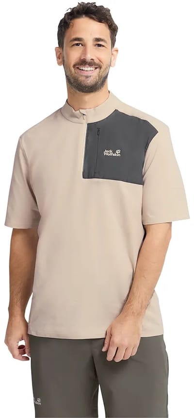 Jack Wolfskin Sucol Half Rits T-shirt Met Korte Mouwen Beige S Man