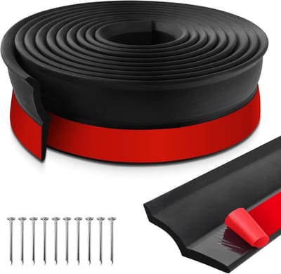 Garage Deur Afdichting - Tochtstrip Bodem - Huis Isoleren - Zelfklevend Rubber - 12 meter - Zwart