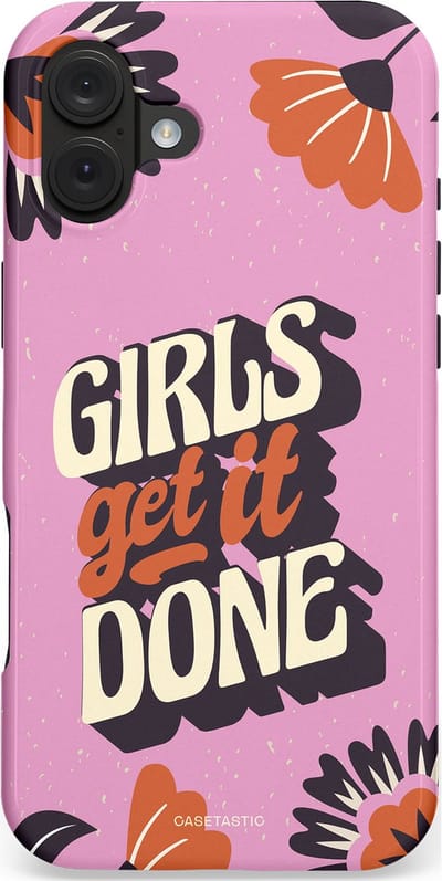 Casetastic hoesje geschikt voor Apple iPhone 16 Plus - MagSafe - Dubbellaagse bescherming - Girls get it done - Fashion Case - Lila Donkergrijs Terracotta